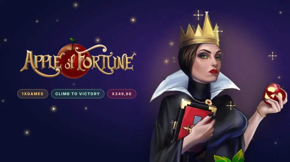 Logo de Apple of Fortune de 1xGames con la Reina